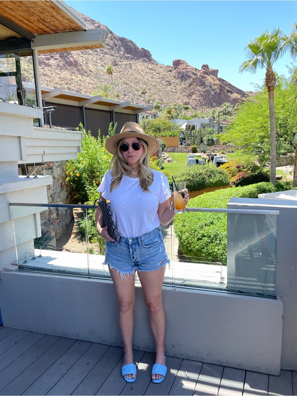 Agolde Light Blue High-Rise Distressed Jean Shorts